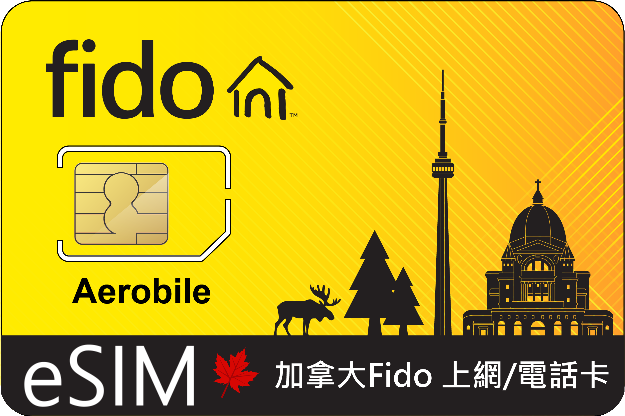 eSIM- Canada Fido Pastpay plans-75GB data, unilimited calls and text